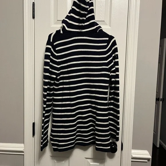 Saint Tropez West Cotton Hoodie Navy & Cream Strips Size‎ M. Heavy. Warm. Causal - Picture 5 of 8